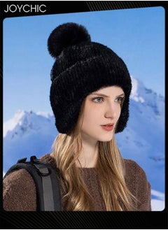 Buy Korean Version Autumn and Winter Versatile Beanie Hat Ear Protection Knit Hat for Women Black in UAE