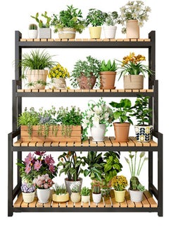 Buy Four layer Indoor Floor Standing Ladder Flower and Plant Rack 120x40x115 CM in UAE