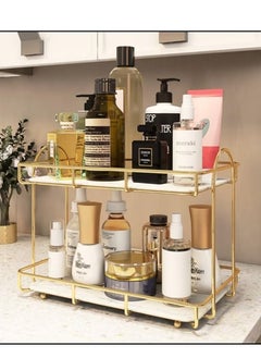 Buy Double Layer Gold Rectangular Storage Rack in UAE