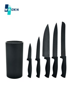 Buy Kitchen Knife Set, 6-Piece Kitchen Sharp Knife Set, Non-Stick Anti-Slip Stainless Steel Chef Knife Set with Universal Knife Holder for Home Use in Saudi Arabia