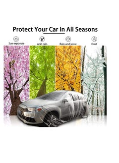 اشتري Universal Plastic Car Cover Waterproof Dustproof Full Exterior Covers 12.5 x 21.7ft Disposable Full Car Cover with Elastic Band Clear Car Protector for Sedan Outdoor Snow Rain Weather (4 Pcs) في الامارات