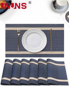 Buy PVC Placemat,6 PCS Of Non-Slip Place Mats,Heat-Resistant Rectangular Washable Table Mats For Dining Patio Table Kitchen Decor in UAE