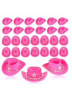 اشتري Mini Cowboy Hat Plastic Mini Western Cowgirl Hat Pink Cowboy Hat Cute Miniature Hat for Party Decoration Accessories Toy Doll Dress Play House Games (20 Pcs) في السعودية