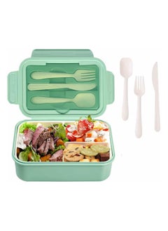 اشتري Bento Lunch Box Containers for Kids/Adults Brown Cute Bento Box,Salad Container with Fruit Picks Muffin Silicone Cup,Bento Boxes with Leak Proof,Microwavable Dinner Box Utensils (Green) في الامارات