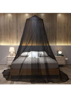 اشتري Round Lace Dome Bed Canopy Mosquito Net For for Single Twin Full Queen King Size Bed or Outdoor Polyester Black 60x260x1100centimeter في السعودية
