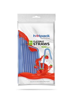 Buy 100 Pieces Hotpack Flexible Plastic Straws 6mm in Saudi Arabia