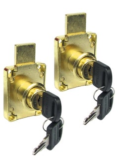 اشتري Armstrong lock for Drawer/Cabinet/Cupboard - Two/Double Turn - 508 (26mm, Pack of 2, Brass Plated) في الامارات