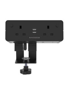 اشتري Desk Hub Clamp Power Strip with USB Charging Ports 2 Way extension 3 Pin Plug with 1.8m Cord Black في الامارات