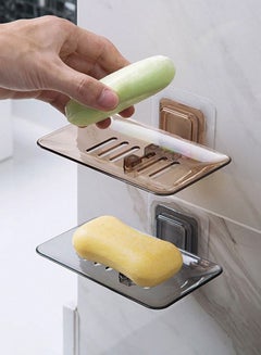 Buy 2-Piece Wall Mounted Soap Dish Bathroom Shower Soap Holder Tray in UAE