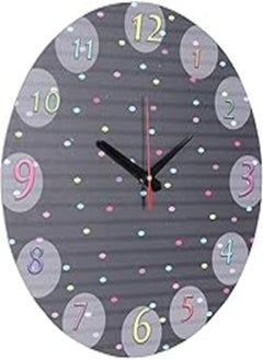 اشتري Dotted Wooden Round Analog Wall Clock, Black - 40 cm في مصر