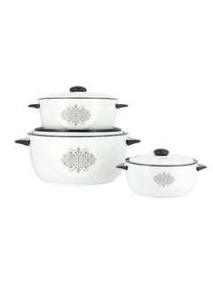 Buy Perfectly Designed Food Container Set, 3 Pieces, White/Black in Saudi Arabia