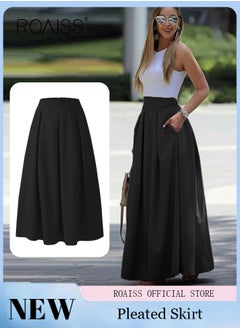 اشتري Women's Skirt Solid Color High Waist Package Hip A-line Pleated Skirt في الامارات