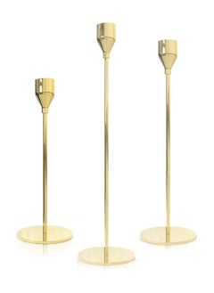 Buy Candlestick Holders for Taper Candles, Set of 3 Candle Candlesticks, Ideal Home Décor, Wedding, Birthday Party, Date Night, Dinning or Other Special Occasions (Gold) in UAE