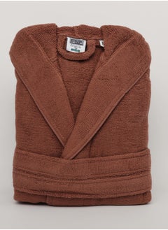 اشتري Bathrobe - Unisex Adult - ZERO TWIST - 100% Cotton -550 GSM - 1350 Grams - Luxury Feel - Premium Look - Super Absorbent - Quick Dry - Hood & Pocket - Size Medium - Brown Color في الامارات