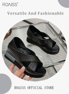 Buy Wedge Sandals for Women Comfortable Open Toe Sandals Casual Summer Buckle Open Toe Ankle Strap Platform Sandals Platform Wedge Heels Sandals Rubber Sole Shoes in Saudi Arabia