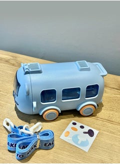 Buy Multifunctional Bus Car Toy Children Water Bottle Portable Water Cup with Straw ,Strap ,Blue in Saudi Arabia