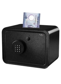 Buy Piggy Bank Safe with Digital Password and Key Lock, Cash Coins Drop Slot Money Saving Box for Kids Boys Girls Adults (18x24x16cm) Black in UAE