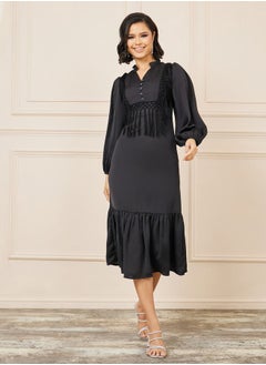 اشتري Tassel Detail Notch Neck A-line Midi Dress في السعودية