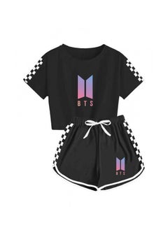 Buy Goolsky Two Piece Set Girl Kpop BTS WORLD TOUR Crop Top Shorts Pants Bts Love Yourself T Shirt Girl Summer Tracksuit … in UAE