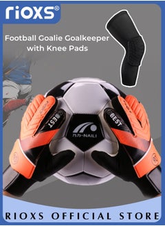 Buy Football Goalie Goalkeeper with Knee Pads Goalkeeper Gloves Boys Kids Training Soccer Gloves Palm Powerful Protection Fingers in UAE