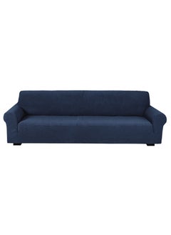 Buy Stretch Fit 4-Seater Sofa Cover Soft Brushed Fabric Couch Cover Exquisitely Full Coverage Furniture Protector Slipcover Four Seater Fits on Standard and Recliner Sofa 235-300cm Size Navy in UAE