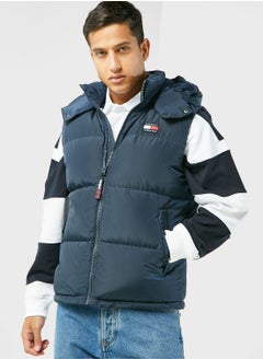 Buy Logo Hooded Neck Puffer Vest in UAE