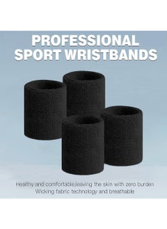 Buy Sports Workout Wrist Band Absorbent Sweatbands 2 Pairs in UAE