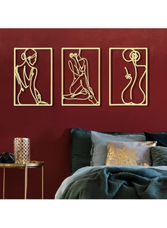 Buy SOLITAIRE 6 Pcs Metal Wall Decor Metal Abstract Woman Wall Art Modern Decor Aesthetic Hanging Art Large Single Line Wall Sculpture for Home Bedroom Living Room (Gold) in Egypt