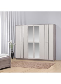 Buy Ontario 6-Door Wardrobe with 2 Drawers and Mirror 58.8 x 210 x 240 cm in Saudi Arabia