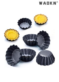 Buy Expanded Egg Tart Baking Essentials: 12-Pack Premium Stainless Steel Egg Tart Molds with Cupcake Stand Shells for Household Baking, Featuring Heat-Resistant Aluminum Baking Tray and Non-Stick Baking Cups for Effortless Baking and Presentation in Saudi Arabia