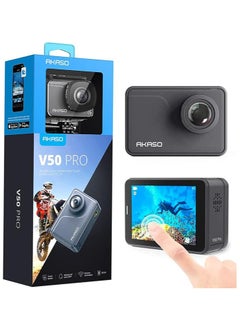 Buy Akaso V50Pro 4k/30fps 20MP Wifi Action camera with EIS 2.0 & Touch screen adjustable view angle 30M waterproof Support external mic, remote control for Vlogging, Sports camera in Saudi Arabia