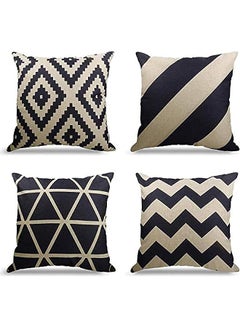 Buy Pattern Throw Pillows Covers 18 x 18 Inch Cotton Linen Cushion Covers for Couch Decorative Set of 4 in UAE