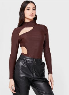 Buy High Neck Cut Out Detail Top in UAE