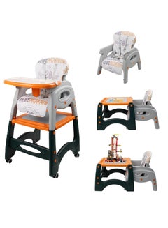 Buy High Chair, Baby Chair For Feeding 4 In 1 Convertible You Can Use In Multiple Ways Footrest/Wheels Easily Moveable Baby Toddler Booster Seat with Tray Chair For Eating, Study, Lunch and More in UAE