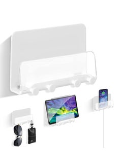 Buy Wall Mount Phone Holder, Clear Holder with Adhesive Strip Multi-Function Cell Phone Charging Brackets Holders for Bedroom Bathroom Living Room Kitchen Compatible with Most Phones and Tablet in UAE