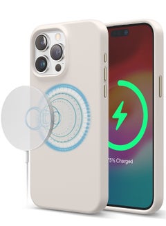 اشتري Magnetic Liquid Silicone for iPhone 15 PRO Case Cover with MagSafe Shockproof - Stone في الامارات