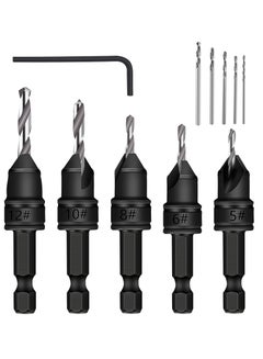 Buy 82°Countersink Drill Bit, SYOSI 5Pcs Free Replaceable HSS Drill Bits for Wood 3/8" Quick-Change, Chamfered Adjustable Drilling Tool Kit on Pilot Counter Sink Holes for Woodworking in UAE