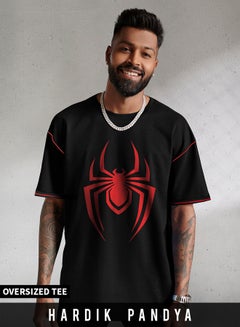 Buy The Souled Store Men Official Marvel: Spiderman Logo Printed Oversized T-Shirts in UAE