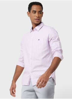 Buy Thomas Scott Men Purple Smart Slim Fit Opaque Casual Shirt in UAE