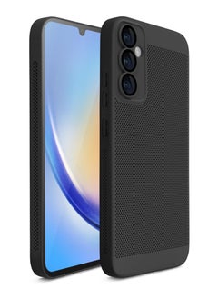 Buy Heat Dissipation Case with Built in Camera Lens Protector Slim Fit Breathable Cooling Anti Fingerprint Hard PC Back ShockproofCover For Samsung Galaxy S23 Fe (Black) in Egypt