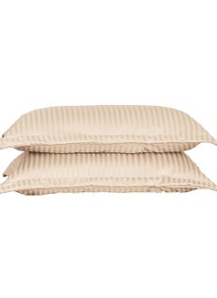 اشتري 2 Pieces Standard Pillow Protectors with Envelope Closure Soft Pillow Covers, Ideal for Home hotels and Guest 80X50cm Beige في السعودية