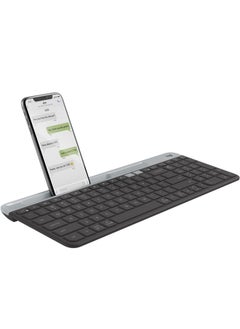 اشتري Logitech K580 Dual Modes Thin and Light Multi-device Wireless Keyboard with Phone Holder (Black) في السعودية