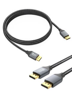 Buy 8K DisplayPort Cable 2Meter Ultra HD DP 2.1 Cable Nylon Braided High Speed DP Cable, Support 16K@60Hz , 8K@144Hz/60HZ, 4K@240Hz/120Hz HDR for Gaming Monitor HDTV-2M Grey in Saudi Arabia