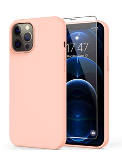 Buy Protective Case Cover For APPLE IPHONE 12 PRO MAX LIQUID SILICON LIGHT PINK in UAE