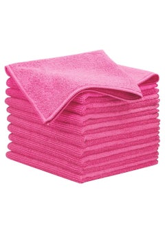 Buy 10 Pcs 40x40cm Microfiber Multipurpose Reusable Cleaning Cloth, Lint Free, Streak Free, Washable Cloth Pink in UAE