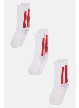 اشتري Men 3 Pairs Of Tennis Brand Logo Socks, White/Red في السعودية