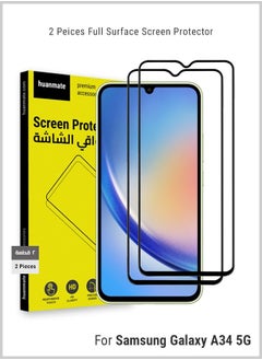 Buy 2 Pieces Edge to Edge Full Surface Screen Protector For Samsung Galaxy A34 5G Black/Clear in Saudi Arabia