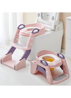 اشتري Potty Training Seat Adjustable Ladder Children's Potty Baby Toilet Seat Infant Toilet Training Folding Seat (Pink) في السعودية