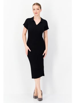 اشتري Woman Plain Midi Dress, Black في الامارات