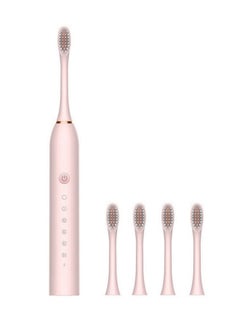 Buy Sonic Electric Toothbrush Adult Soft-bristle household rechargeable waterproof couple toothbrush head set pink in Saudi Arabia